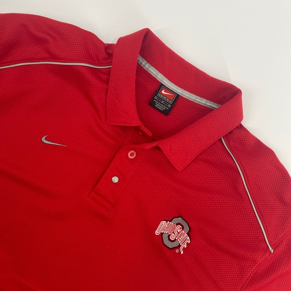 Ohio State Buckeyes Polo Mens Large Red Nike Sphere Dry NCAA Sport Shirt College